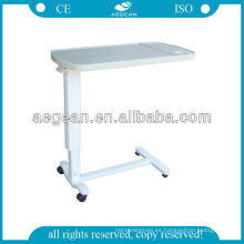 2014 AG-OBT002 CE aprobó material de ABS mesa de bandeja de TV de lado de hospital de altura ajustable